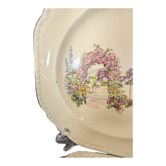 VTG 2 Salem Heirloom Desert Bread Plates Platinum Gold Made in America Floral - Picture 4 of 8